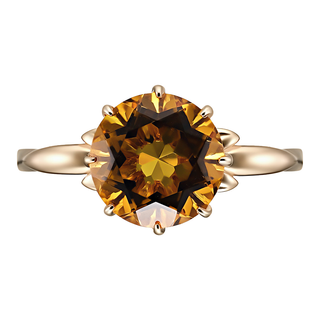 Серебряное кольцо 925 пробы; вставки 1 Цитрин;