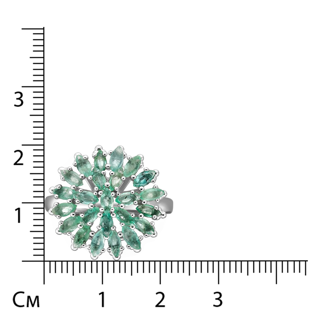 Серебряное кольцо 925 пробы; вставки 24 Изумруд (O) 4/3 1,704ct;