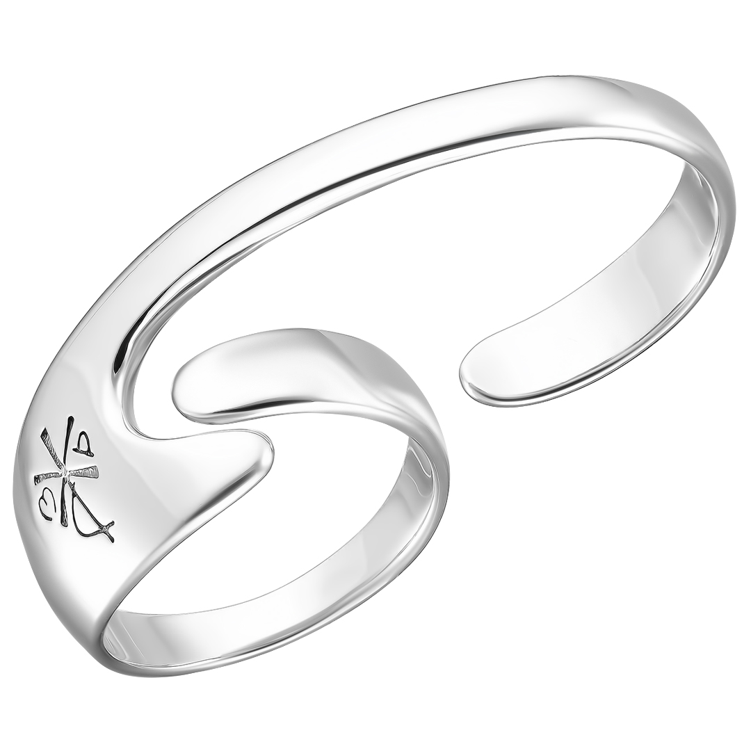 Серебряное кольцо 925 пробы; незамкнутое; оксидирование; "Хризма";