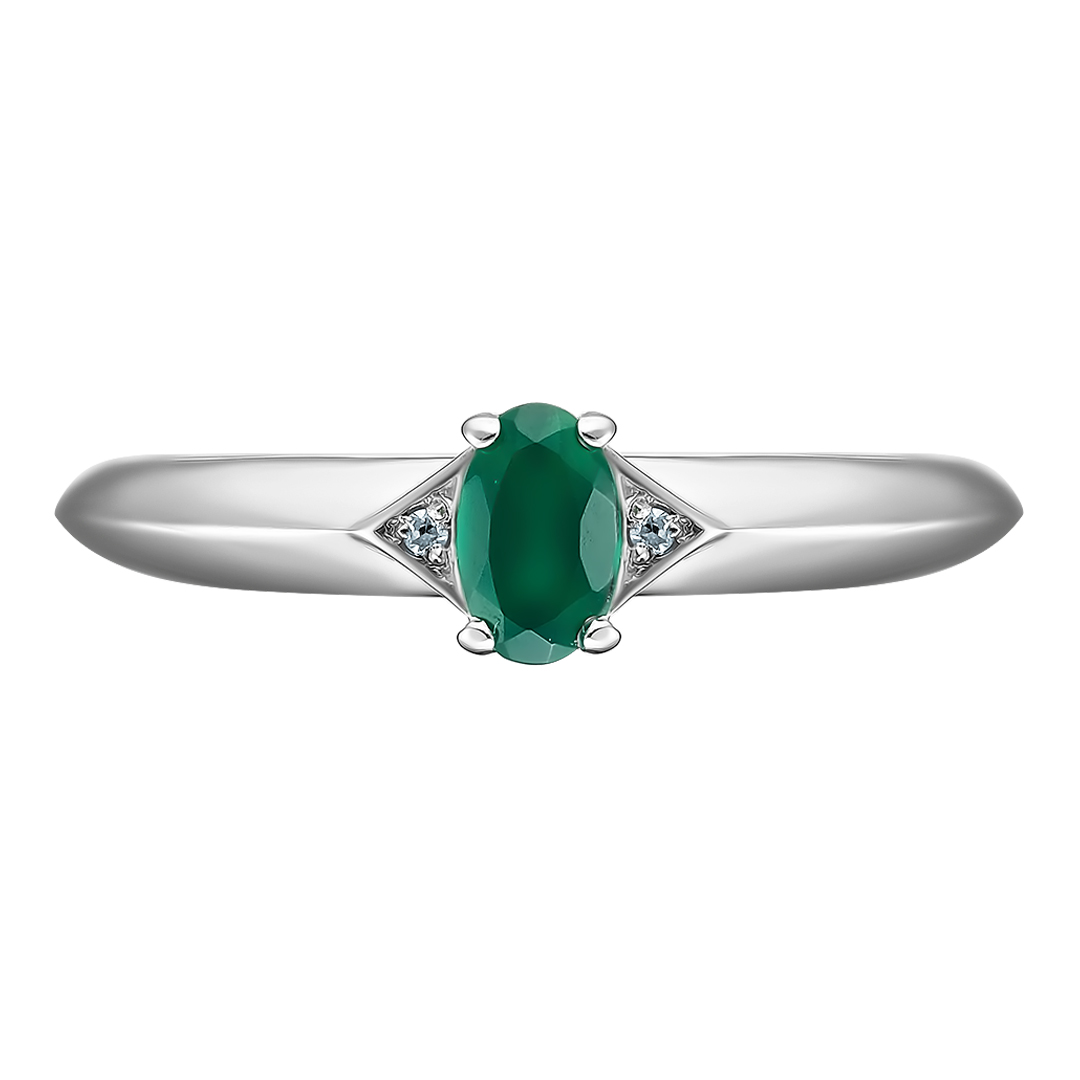 Серебряное кольцо 925 пробы; вставки 2 Бр.Кр-17 0,007 2/3A; 1 Агат зел.;