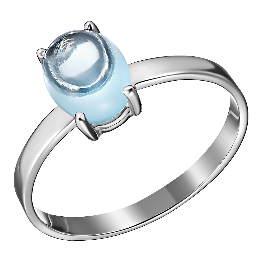 Серебряное кольцо 925 пробы; вставки 1 Топаз sky;