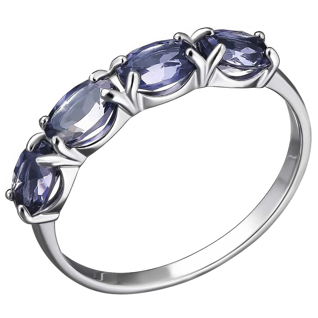 Серебряное кольцо 925 пробы; вставки 4 Иолит;