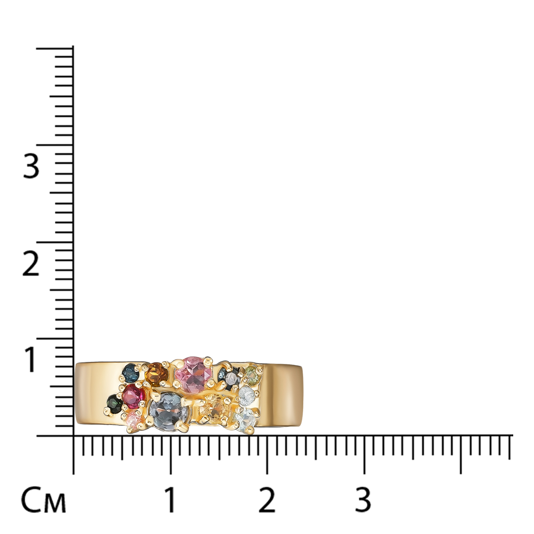 Серебряное кольцо 925 пробы; вставки 12 Турмалин разноцв.;