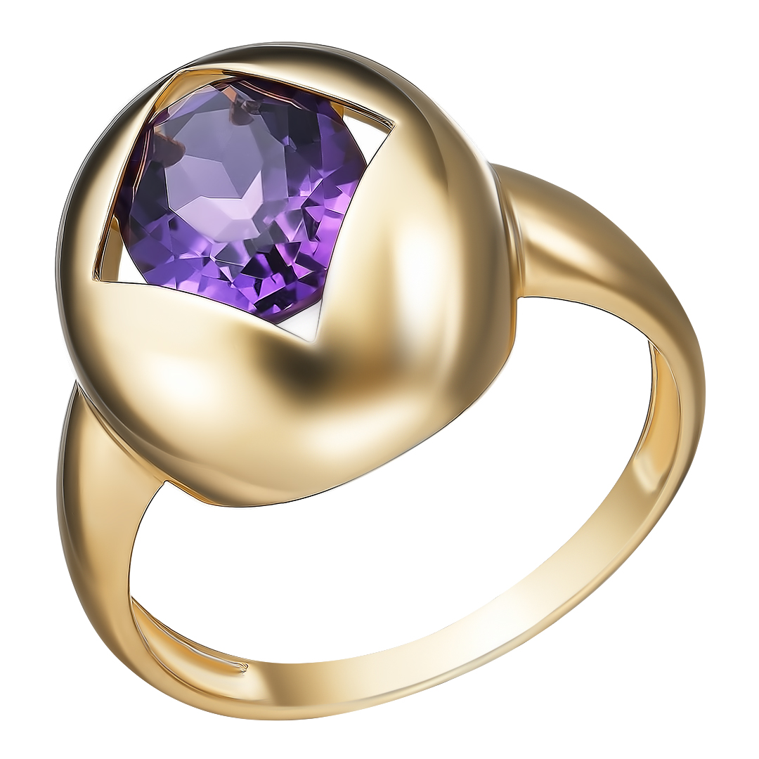 Серебряное кольцо 925 пробы; вставки 1 Аметист;