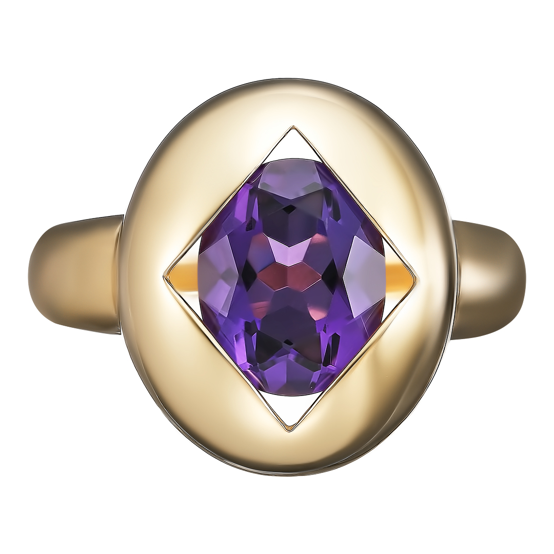 Серебряное кольцо 925 пробы; вставки 1 Аметист;