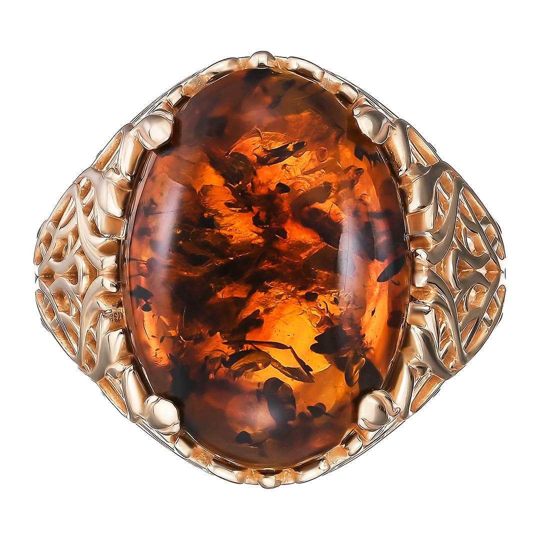 Серебряное кольцо 925 пробы; вставки 1 Янтарь нат.;