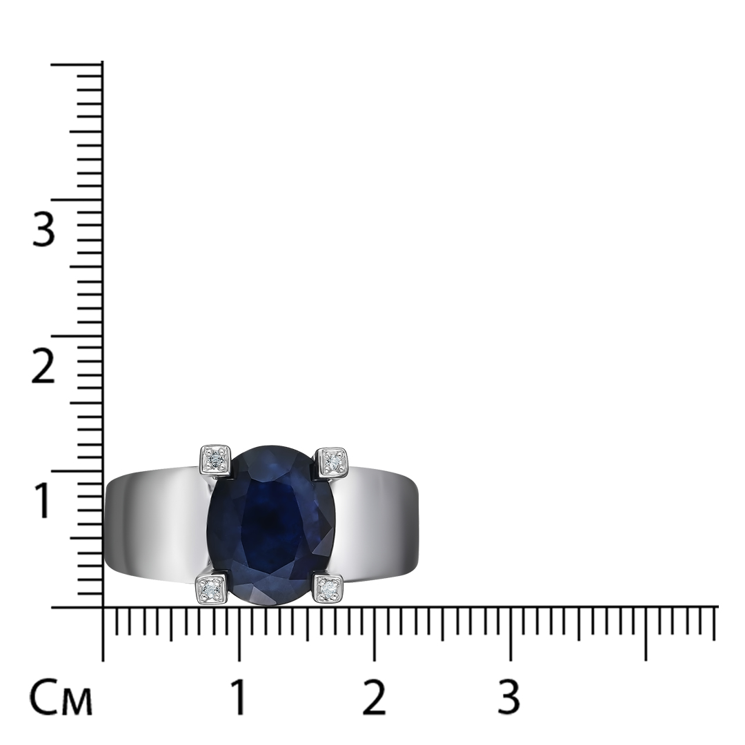 Серебряное кольцо 925 пробы; вставки 1 Сапфир 3,069 U/2; 4 Топаз белый;