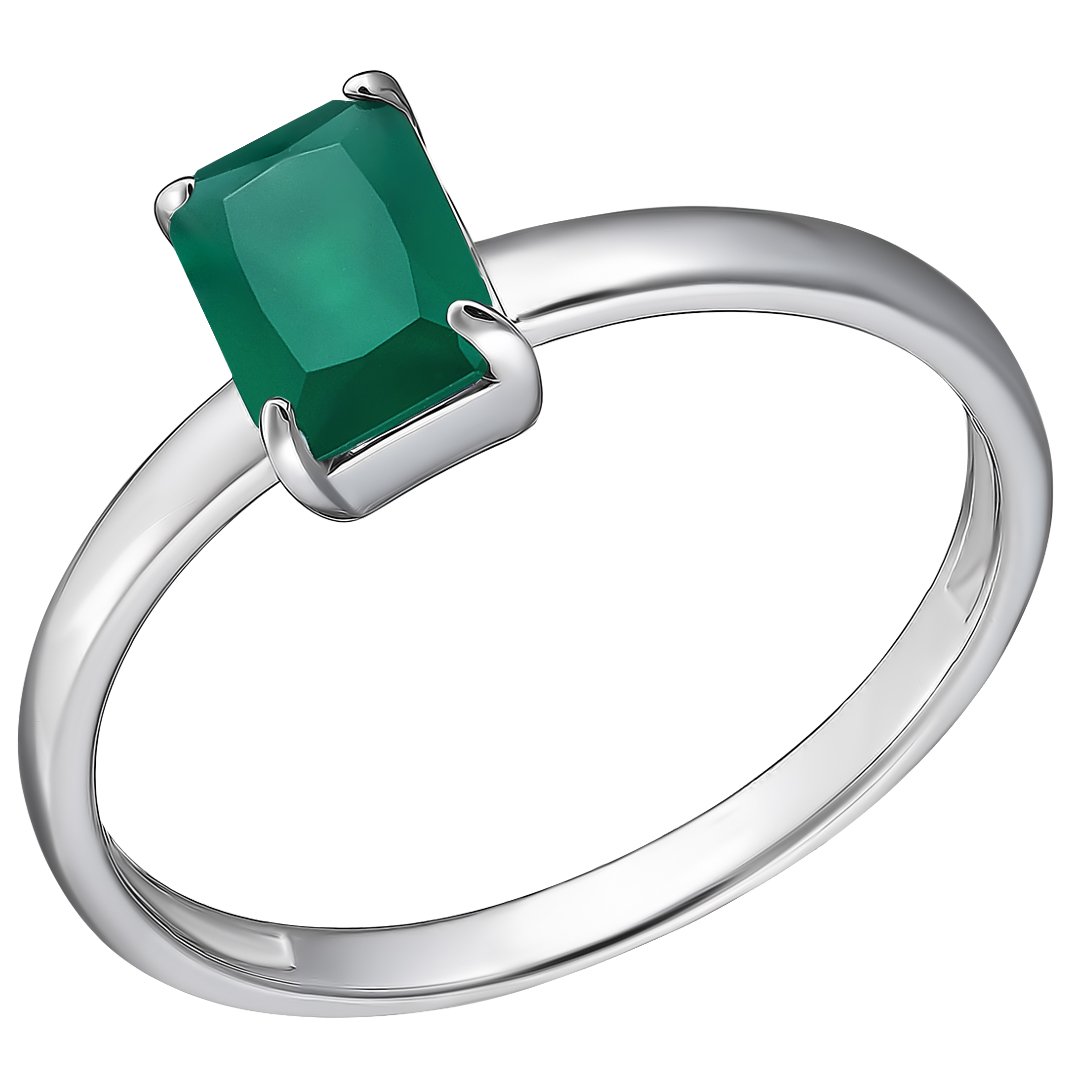 Серебряное кольцо 925 пробы; вставки 1 Агат зеленый;