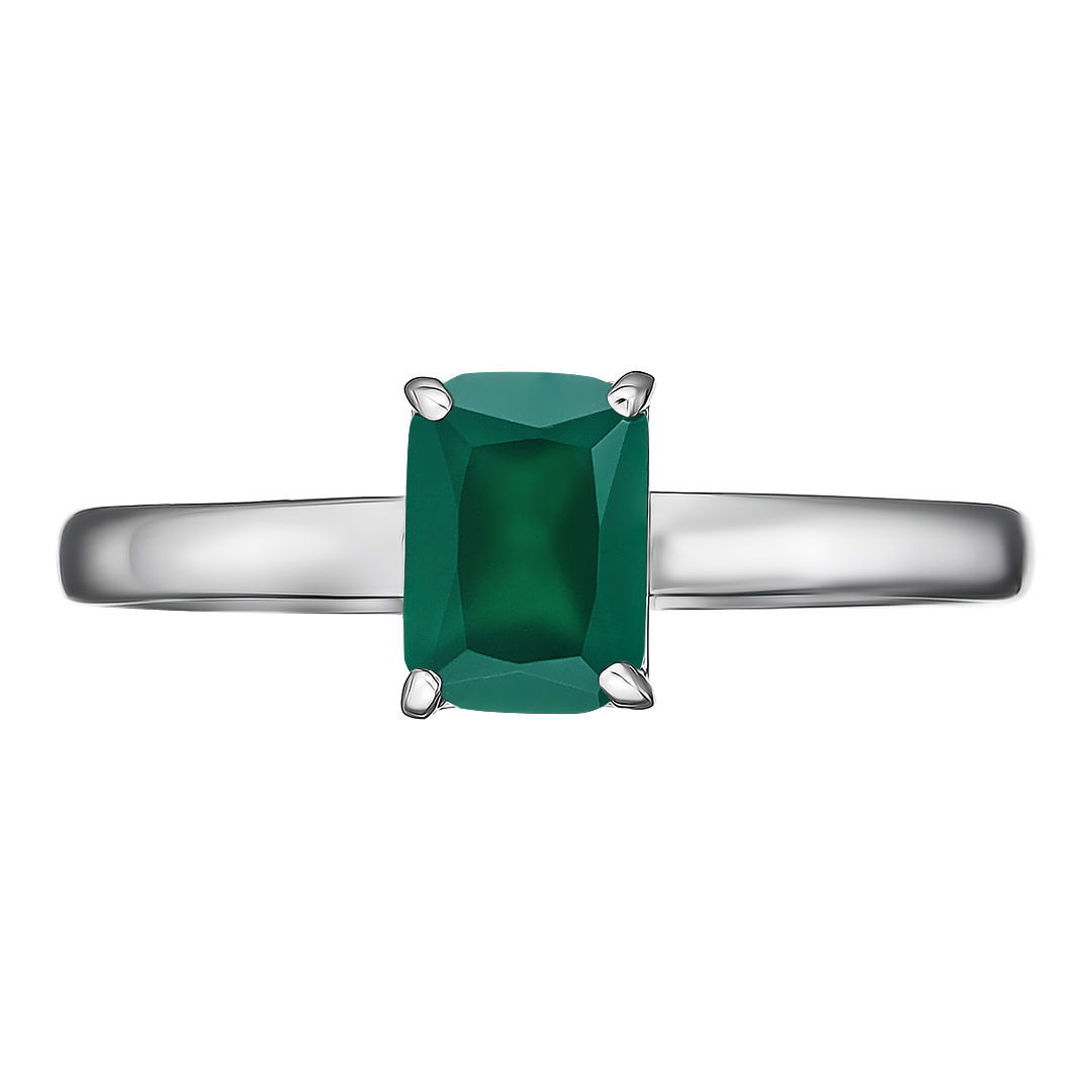 Серебряное кольцо 925 пробы; вставки 1 Агат зеленый;