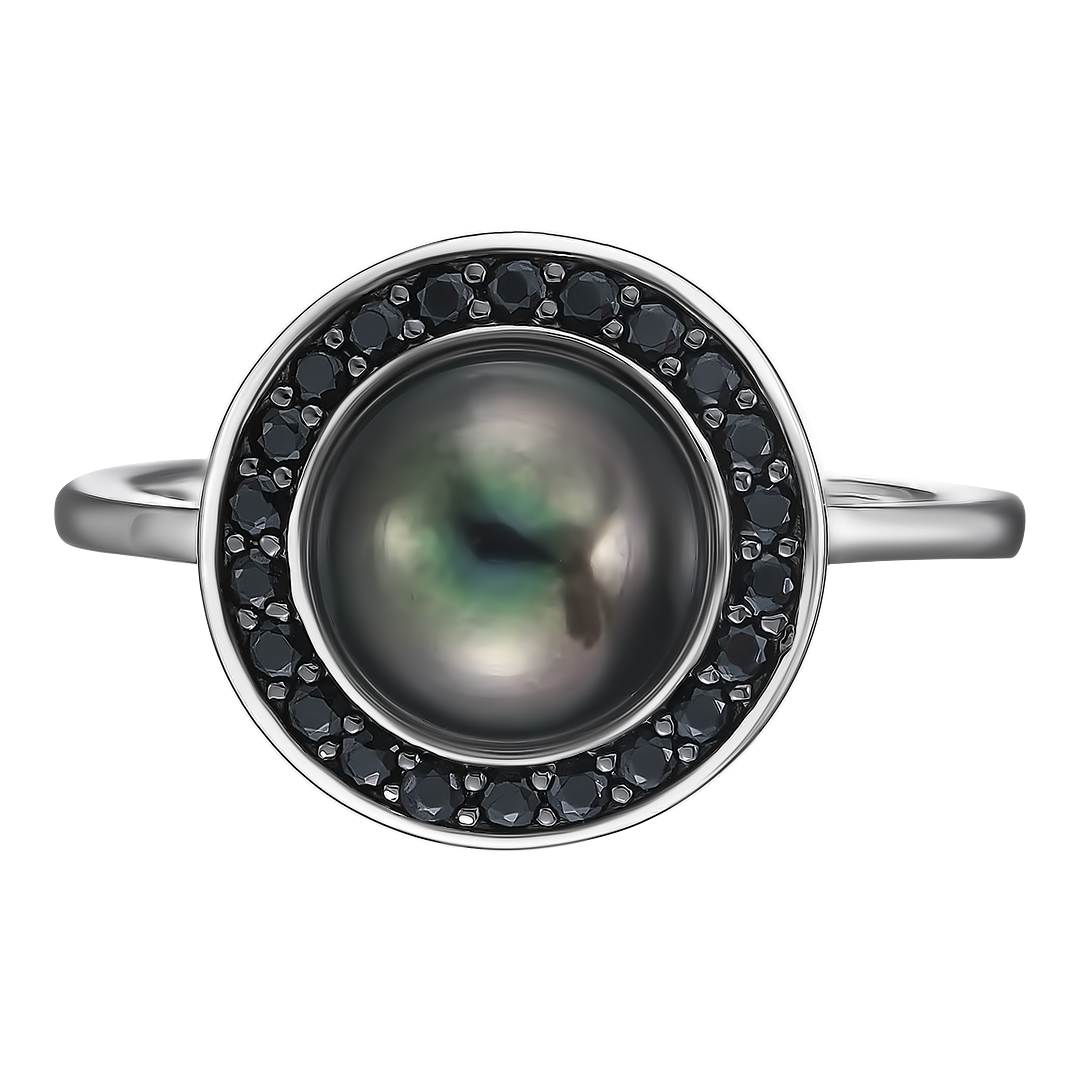 Серебряное кольцо с черным жемчугом