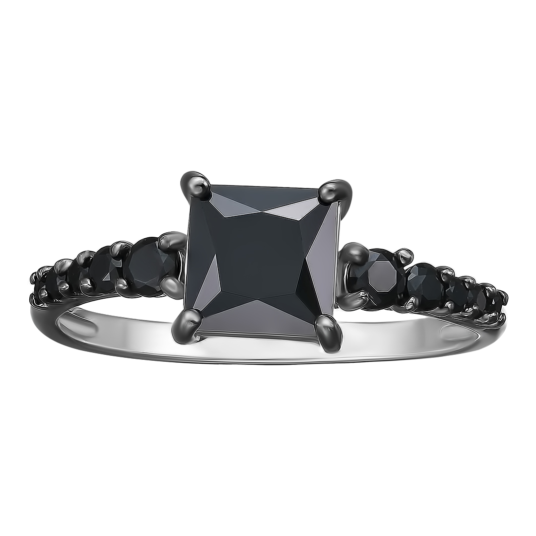 Серебряное кольцо 925 пробы; с чернением; вставки11 Шпинель черн.;