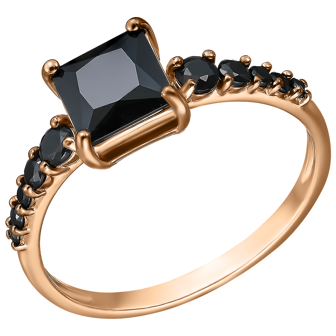 Серебряное кольцо 925 пробы; с чернением; вставки 11 Шпинель черн.;