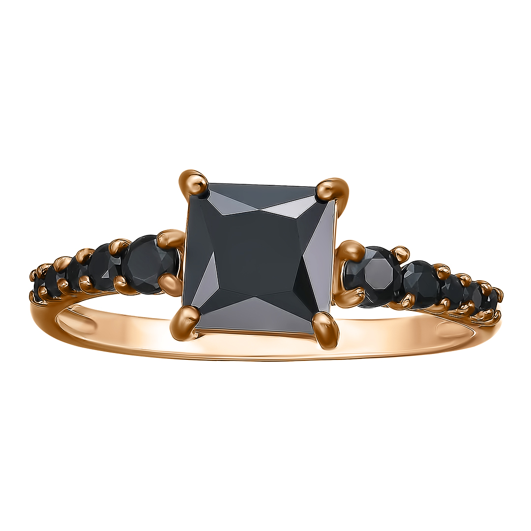 Серебряное кольцо 925 пробы; с чернением; вставки 11 Шпинель черн.;