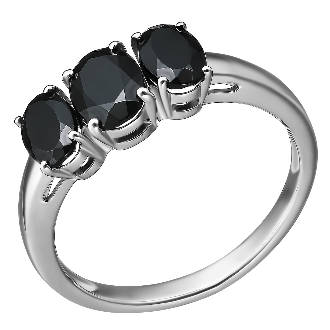 Серебряное кольцо 925 пробы; вставки 3 Турмалин черн.;