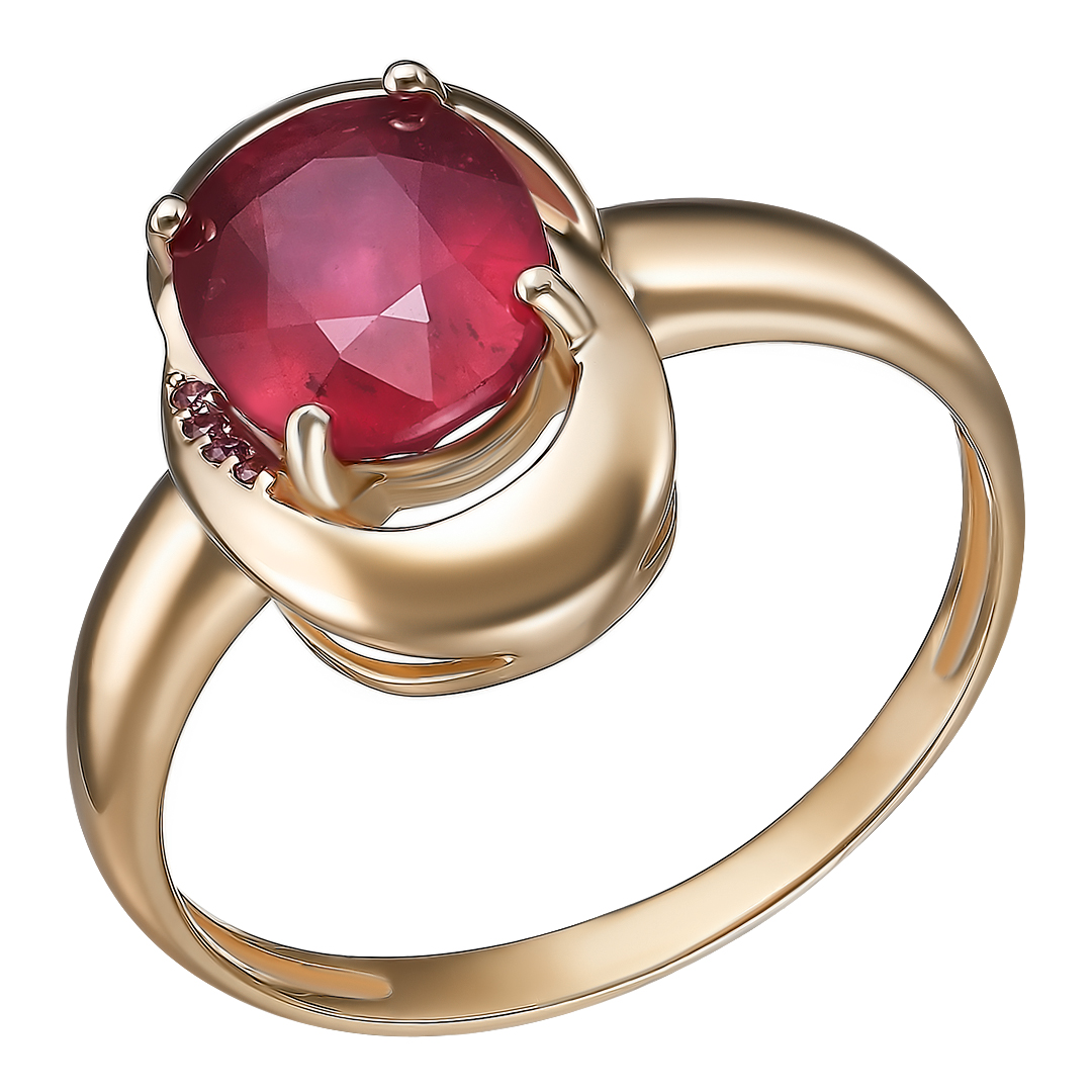 Серебряное кольцо 925 пробы; вставки 1 Рубин F/2 3,679; 4 Родолит;