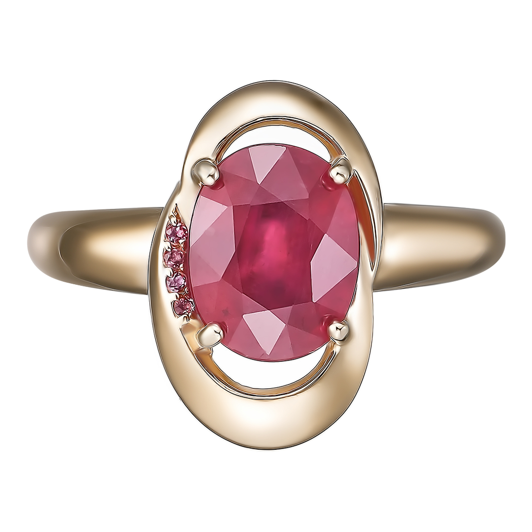 Серебряное кольцо 925 пробы; вставки 1 Рубин F/2 3,679; 4 Родолит;
