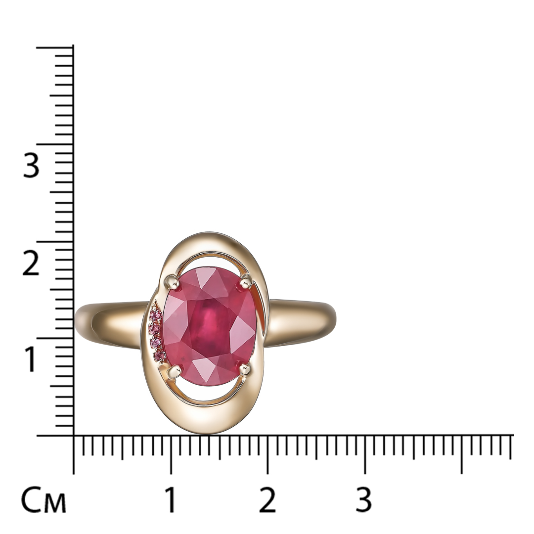Серебряное кольцо 925 пробы; вставки 1 Рубин F/2 3,679; 4 Родолит;