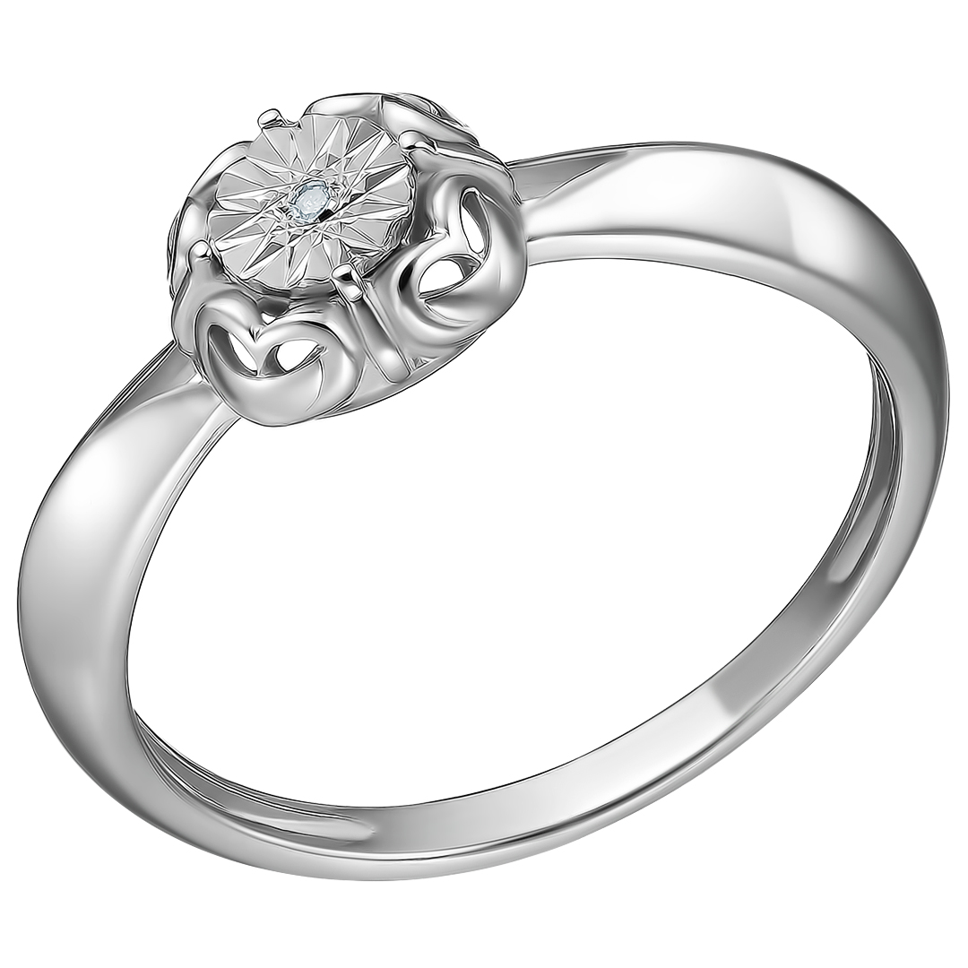 Серебряное кольцо с бриллиантом