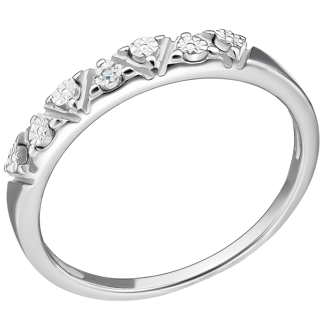 Серебряное кольцо 925 пробы; с алмазной обработкой; вставки 1 Бр.Кр-17 0,004 2/3A;