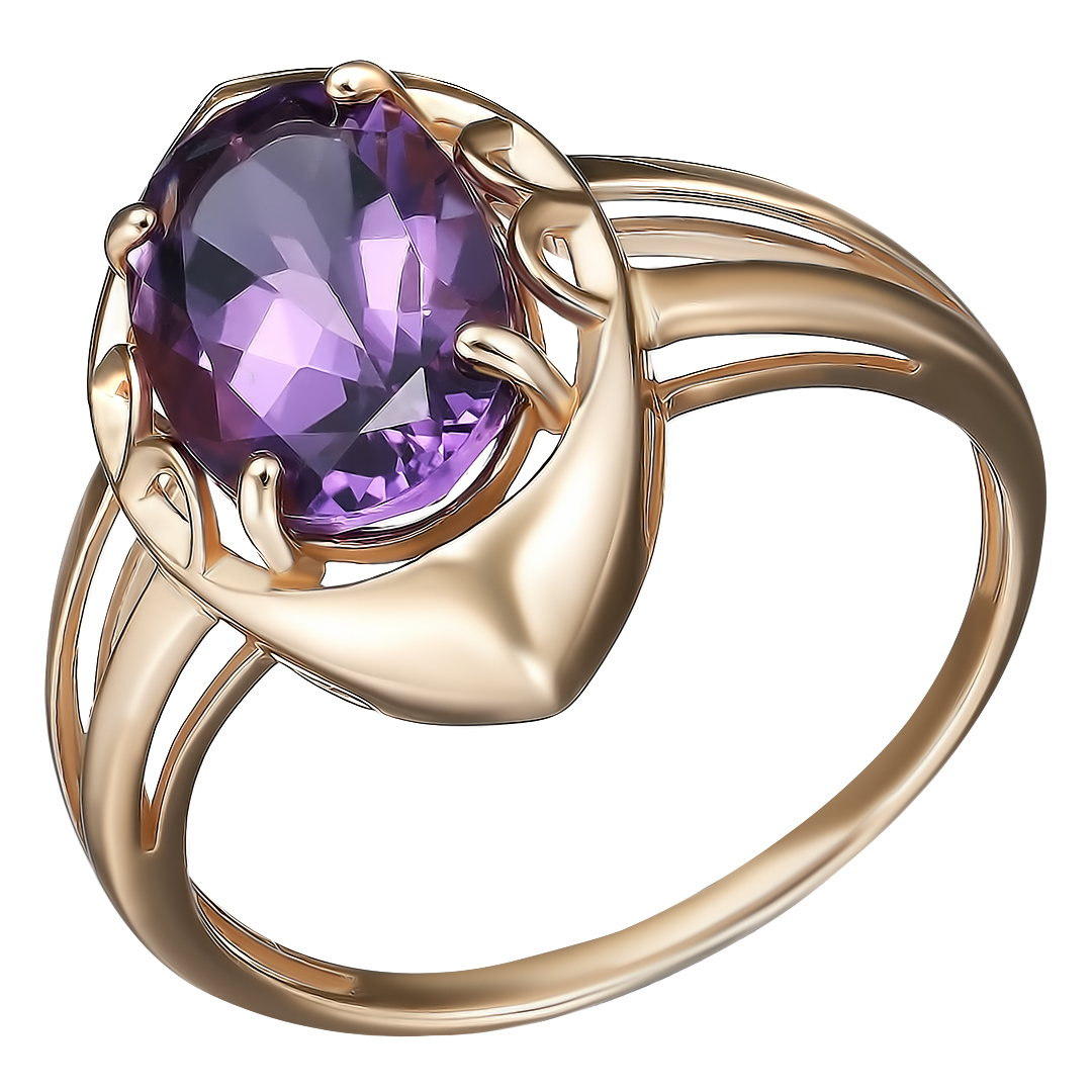 Серебряное кольцо 925 пробы; вставки 1 Аметист;