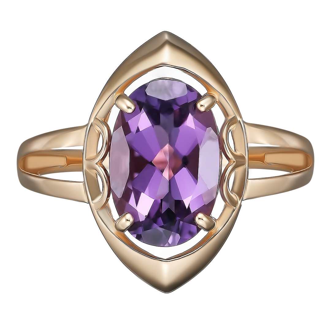 Серебряное кольцо 925 пробы; вставки 1 Аметист;