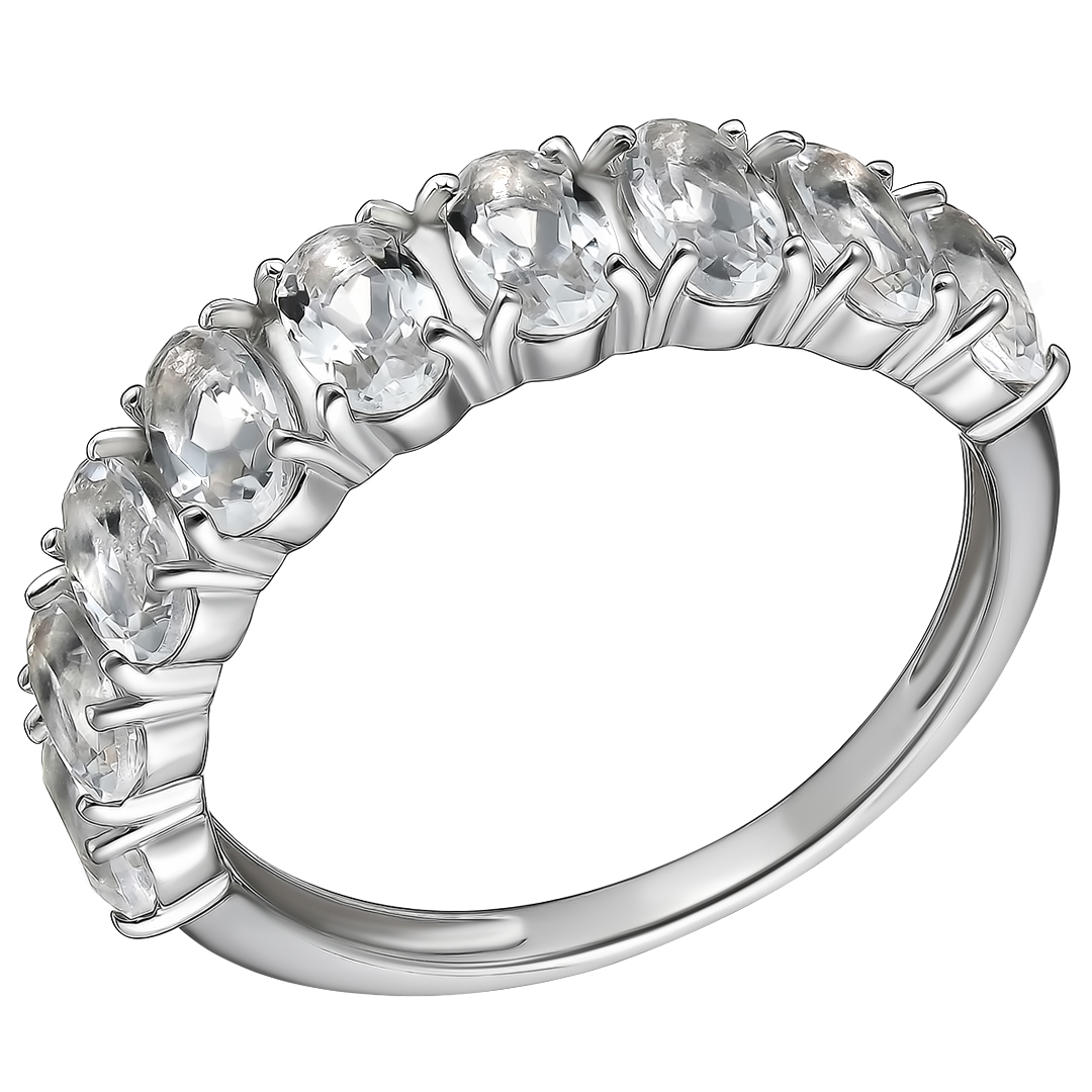 Серебряное кольцо 925 пробы; вставки 9 Горный хрусталь;