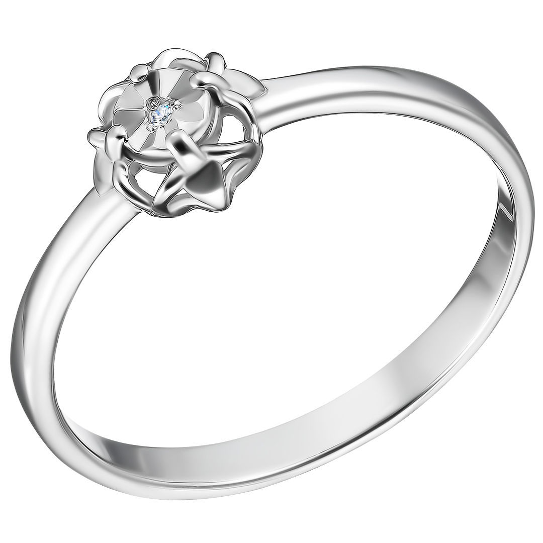 Серебряное кольцо с бриллиантом