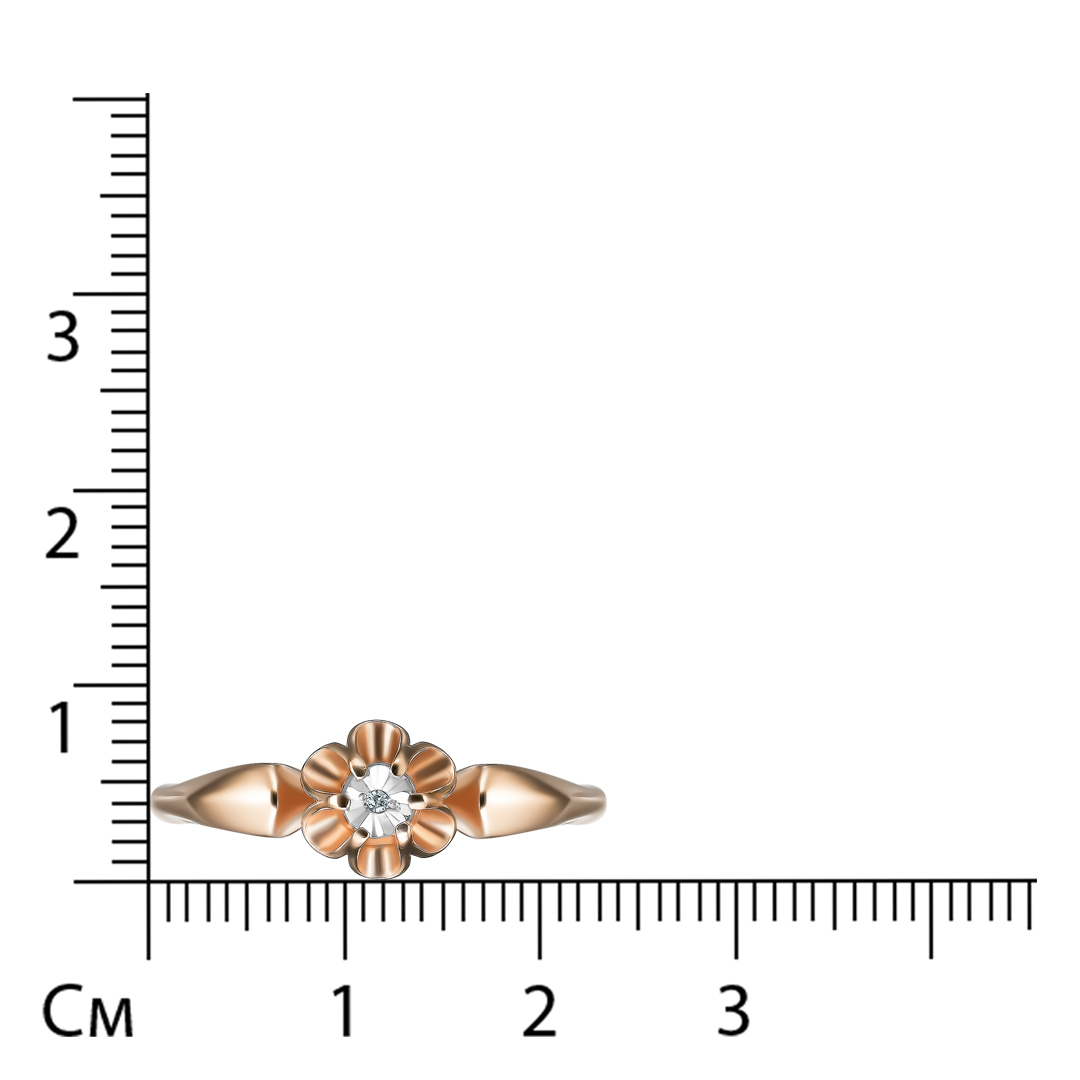 Серебряное кольцо с бриллиантом "Цветок"