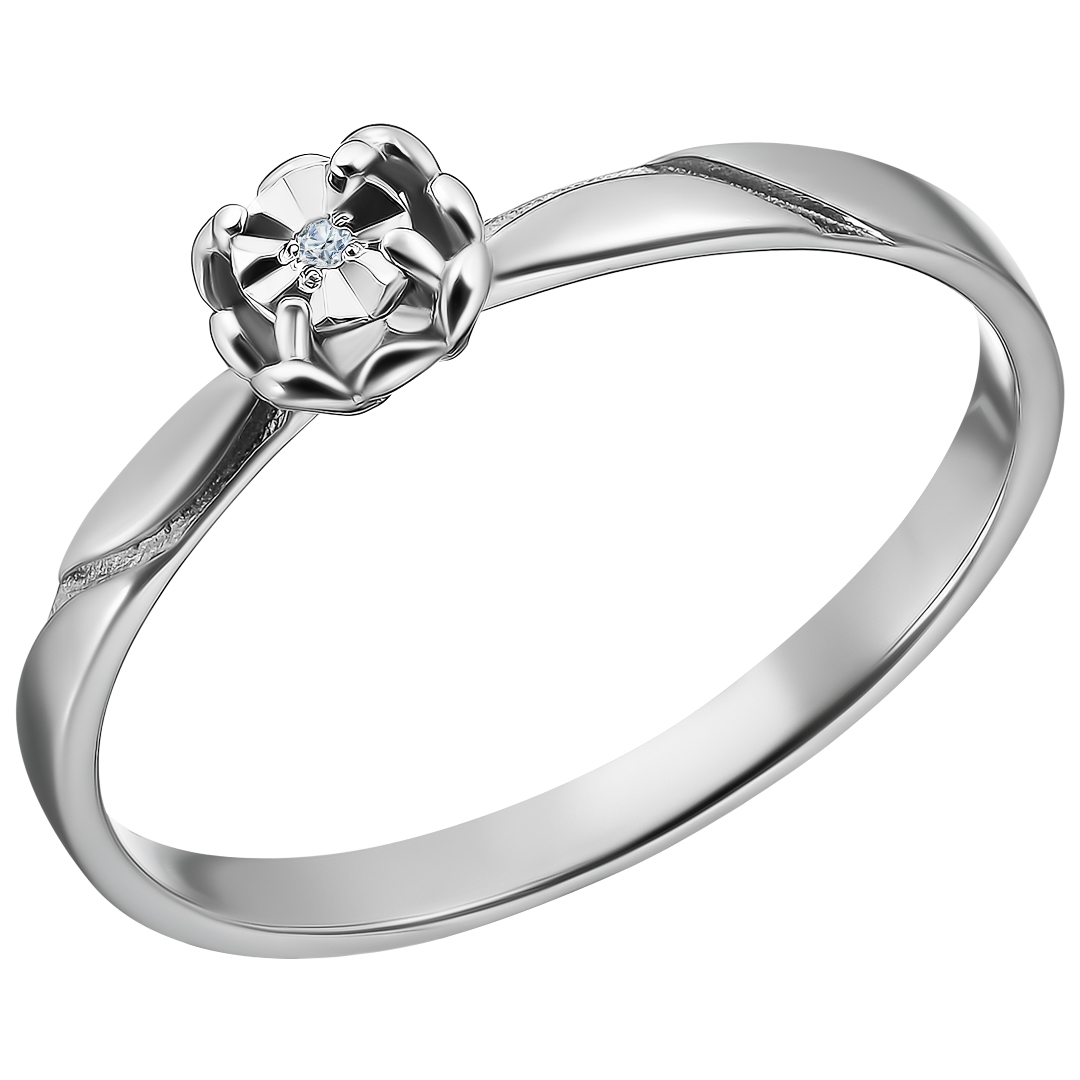 Серебряное кольцо с бриллиантом