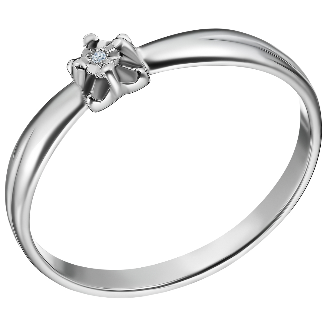 Серебряное кольцо 925 пробы; с алмазной обработкой; вставки 1 Бр.Кр-17 2/3 0,005;