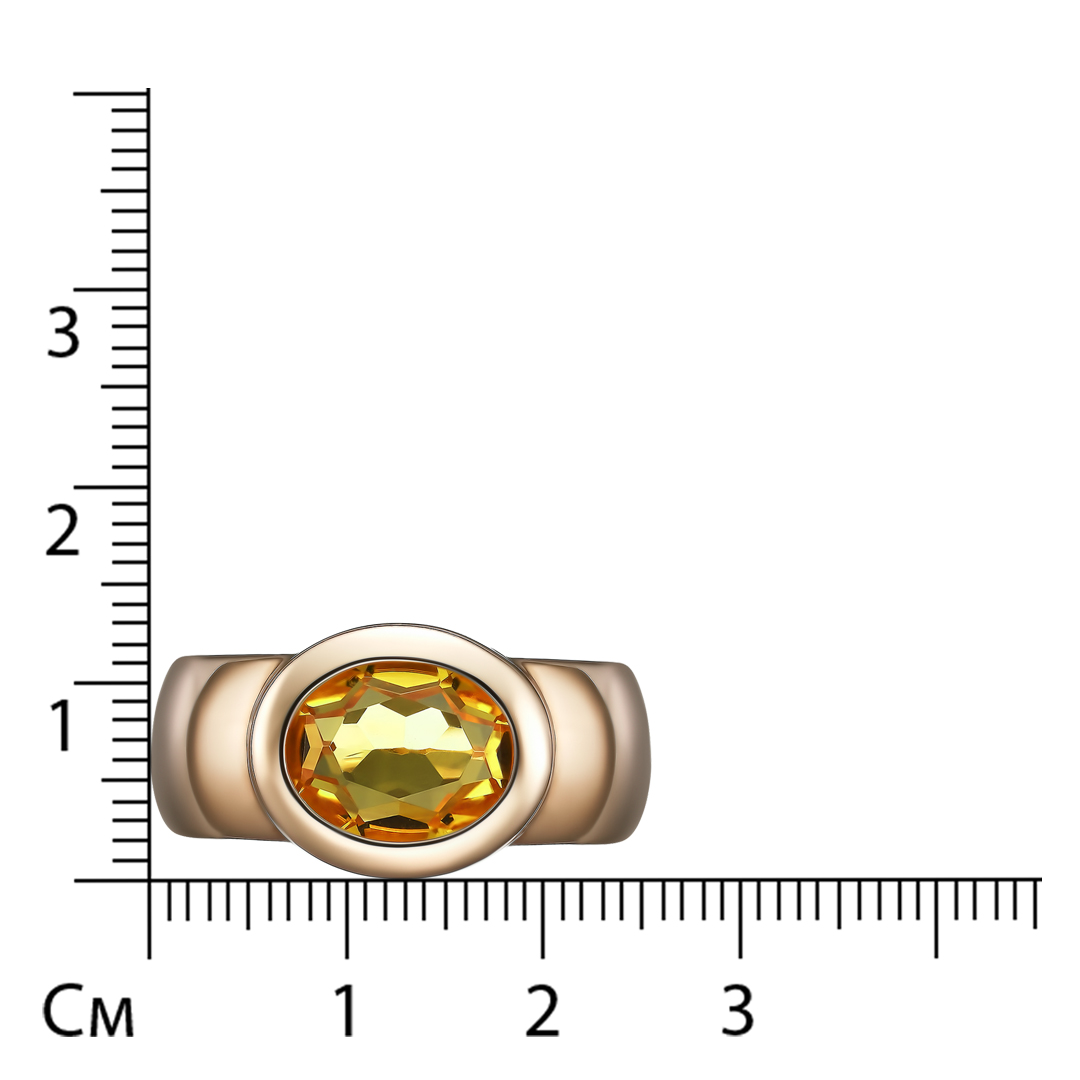 Серебряное кольцо 925 пробы; вставки 1 Цитрин; 14 Фианит бесцв.;