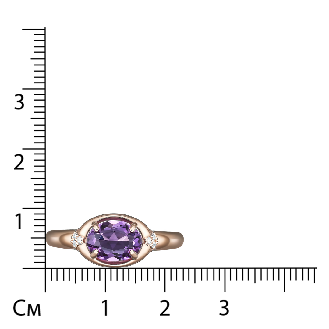 Серебряное кольцо 925 пробы; вставки 1 Аметист; 6 Фианит бесцв.;