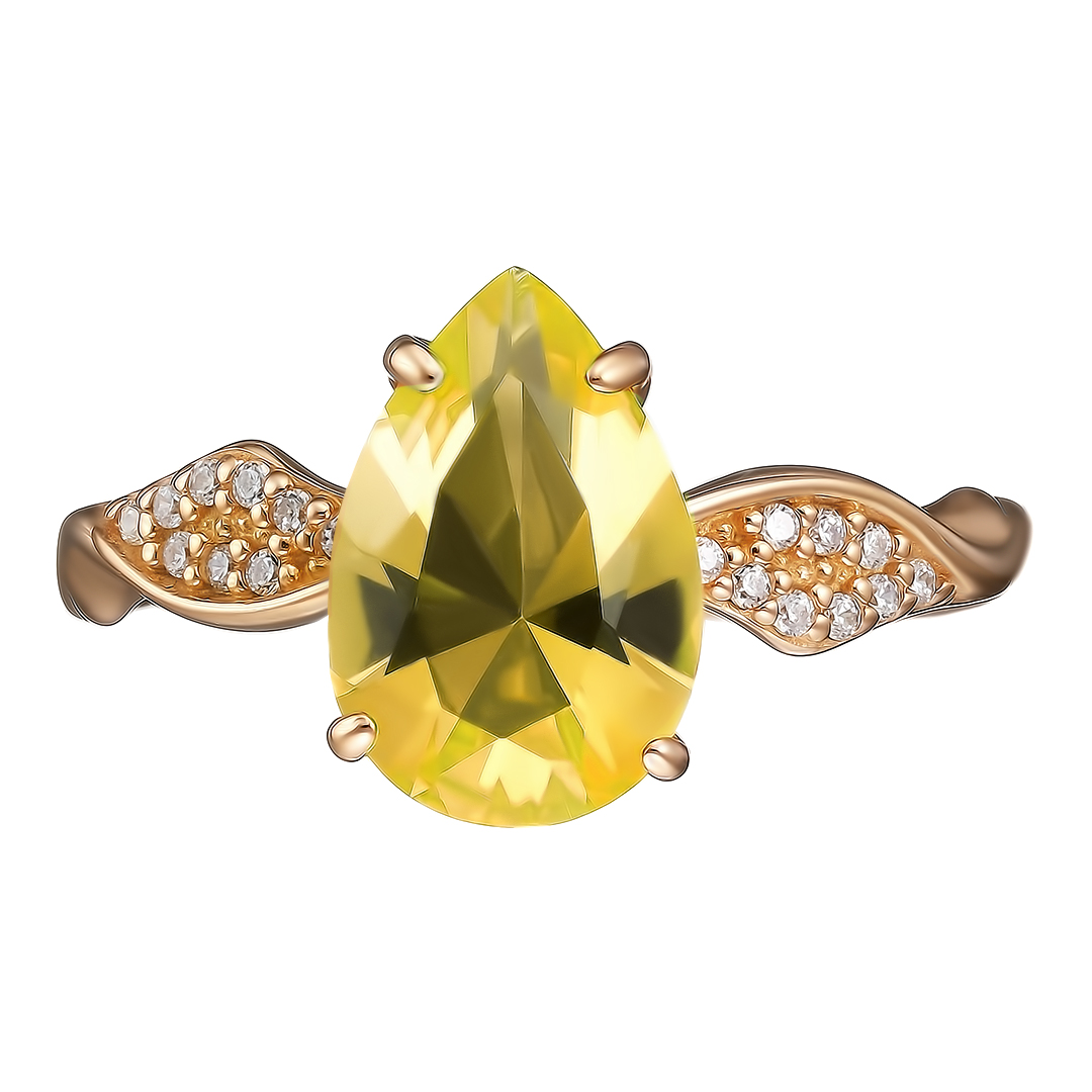 Серебряное кольцо 925 пробы; вставки 1 Цитрин; 18 Фианит бесцв.;