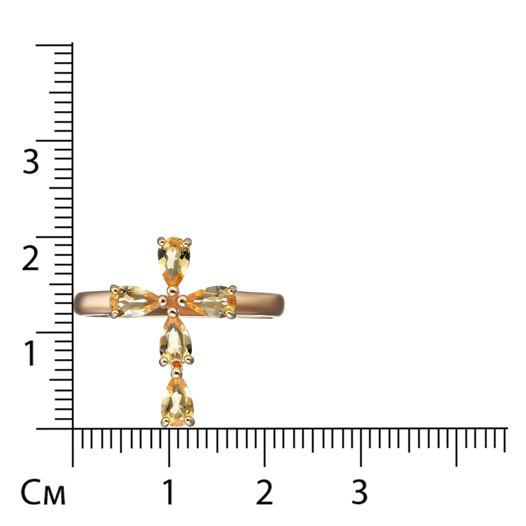 Серебряное кольцо с цитринами "Крест"