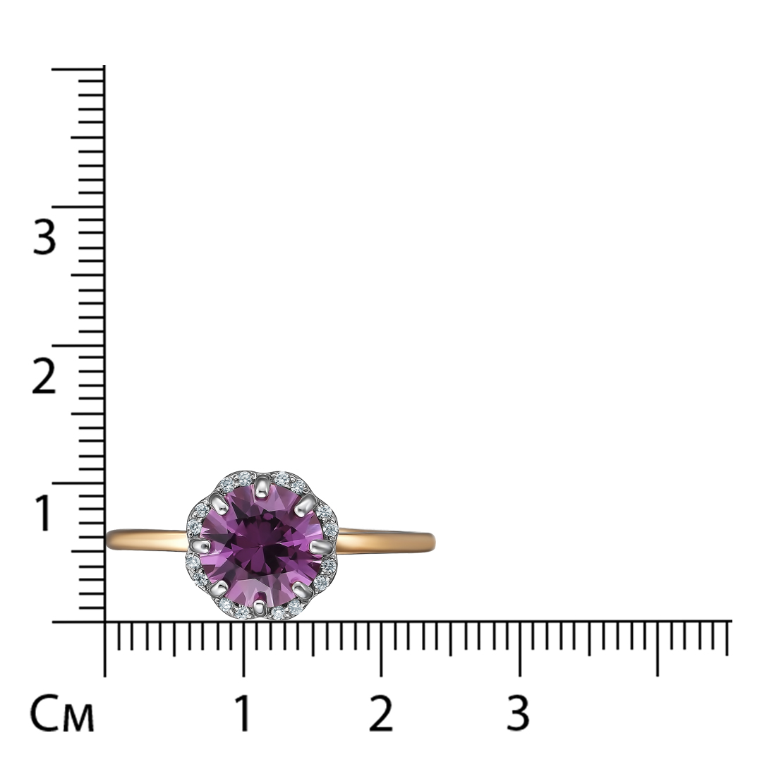 Серебряное кольцо 925 пробы; вставки 1 Александрит Гт.; 16 Фианит бесцв.;