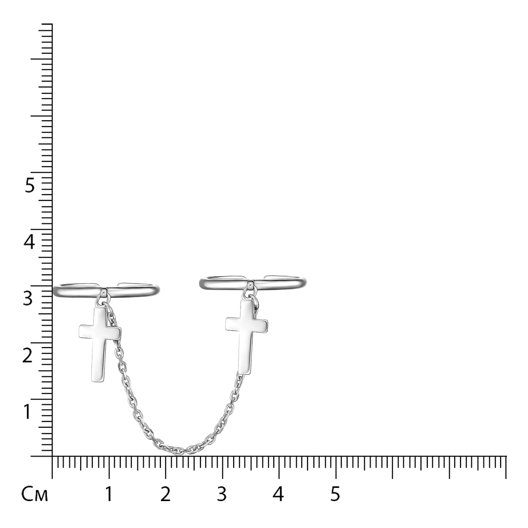 Серебряное незамкнутое кольцо 2 в 1 "Крестики"