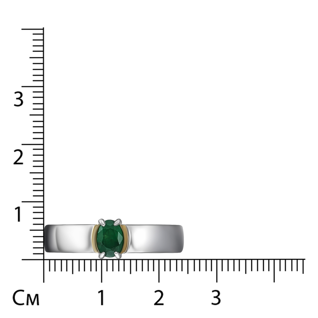 Серебряное кольцо 925 пробы; вставки 1 Изумруд (O/SC) 0,438 3/3;