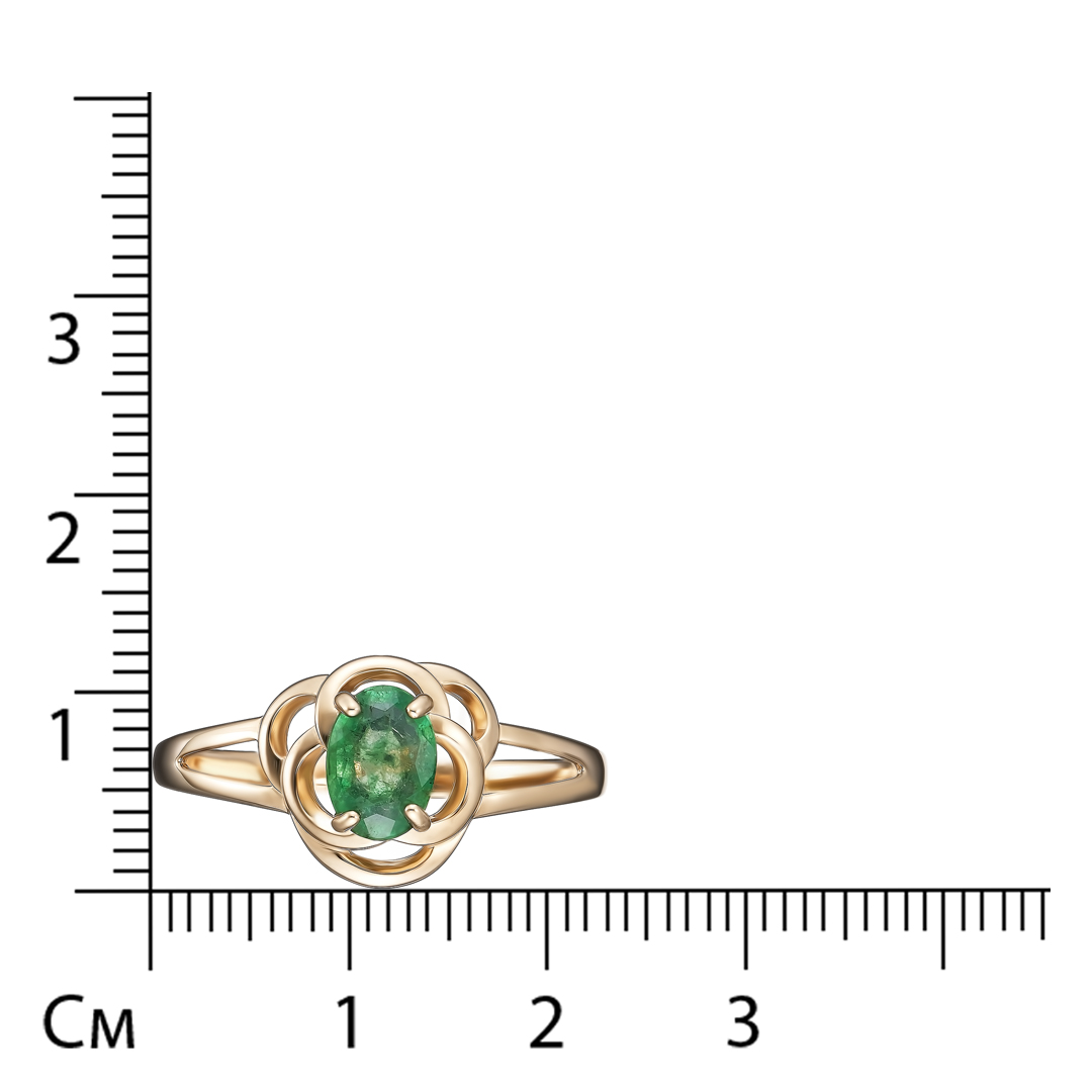 Серебряное кольцо 925 пробы; вставки 1 Изумруд нат. (О) 5/Г3 0,725;