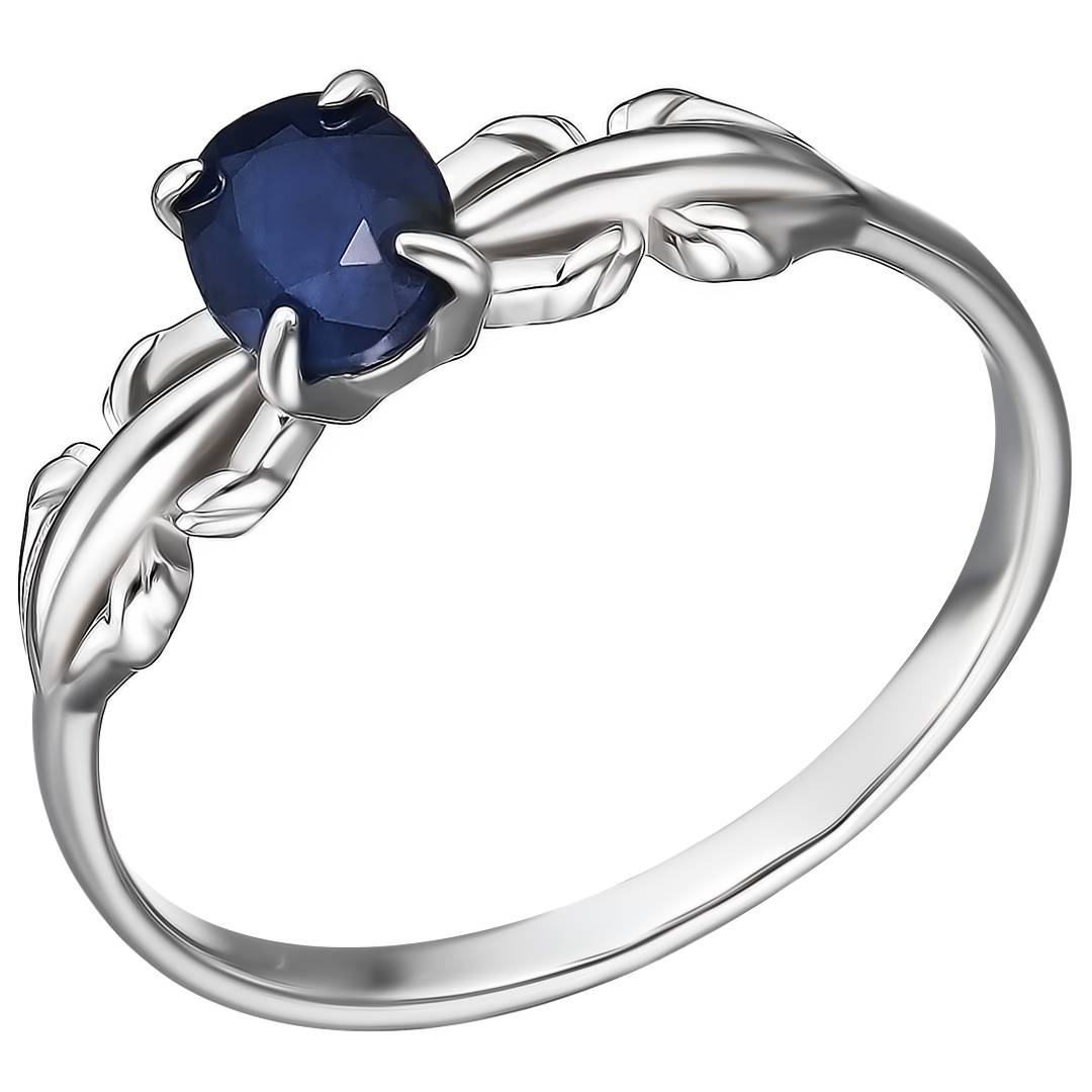 Серебряное кольцо 925 пробы; вставки 1 Сапфир 1,02 U/2;