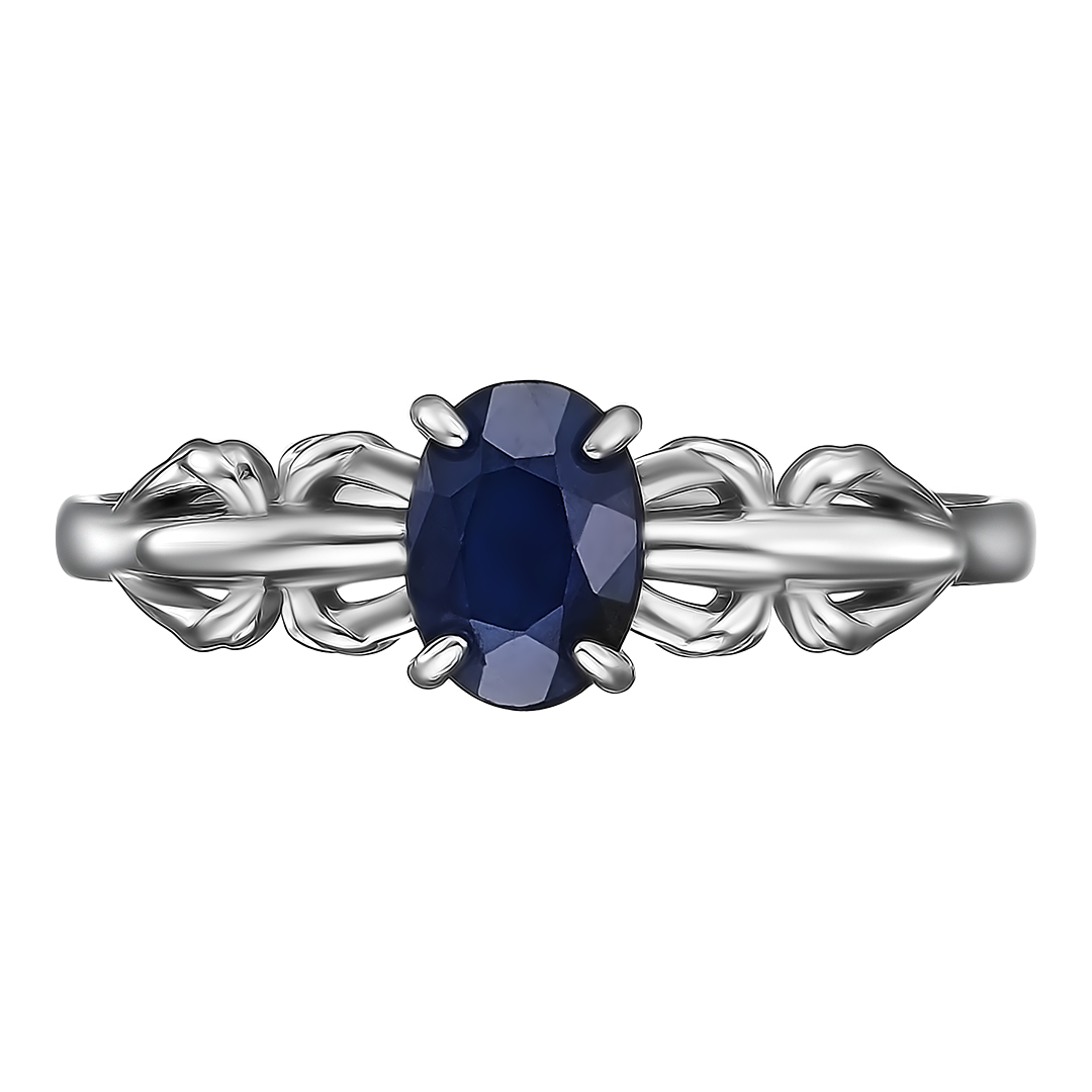 Серебряное кольцо 925 пробы; вставки 1 Сапфир 1,02 U/2;