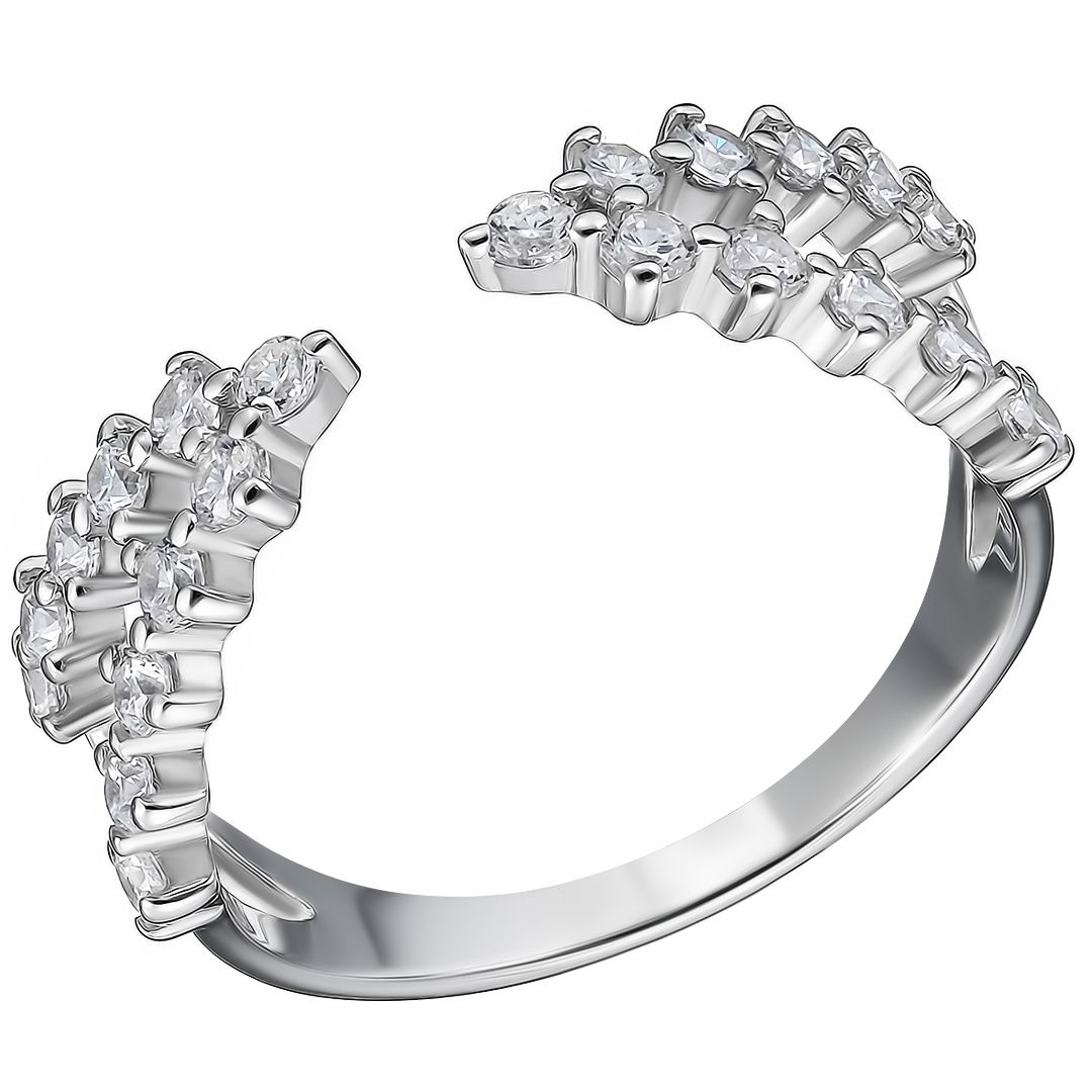 Серебряное кольцо 925 пробы; незамкнутое; вставки 22 Фианит бесцв.;