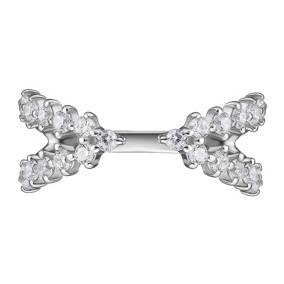 Серебряное кольцо 925 пробы; незамкнутое; вставки 22 Фианит бесцв.;