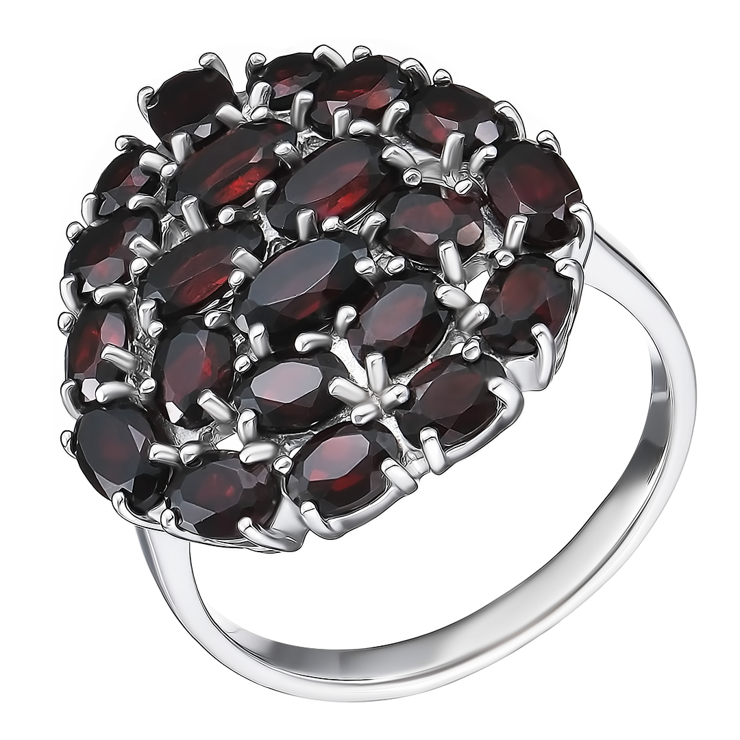 Серебряное кольцо 925 пробы; вставки 21 Гранат чешский;