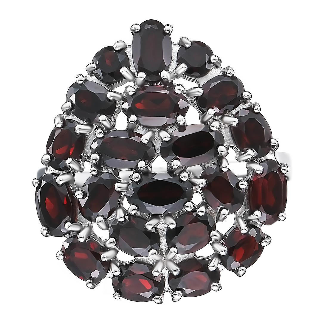 Серебряное кольцо 925 пробы; вставки 21 Гранат чешский;