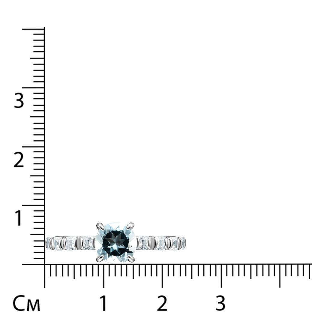 Серебряное кольцо 925 пробы; вставки 1 Топаз; 8 Фианит бесцв.;