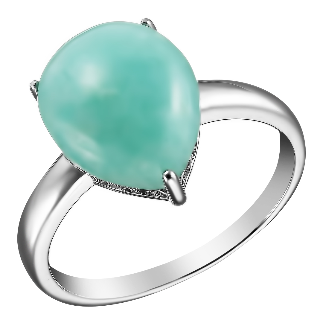 Серебряное кольцо 925 пробы; вставки 1 Амазонит нат.;