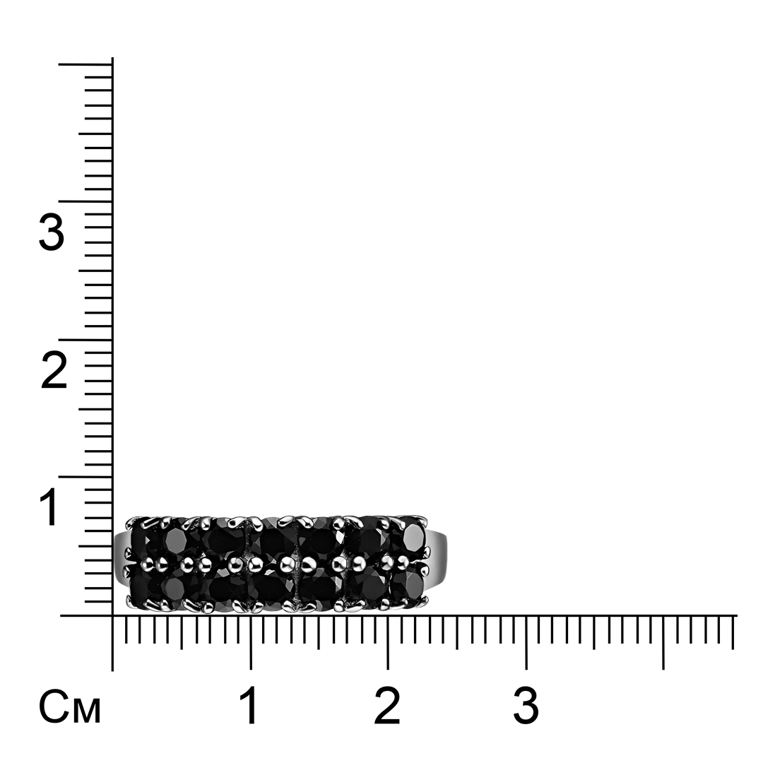 Серебряное кольцо 925 пробы; родий (бел.,черн.); вставки 14 Турмалин черный;