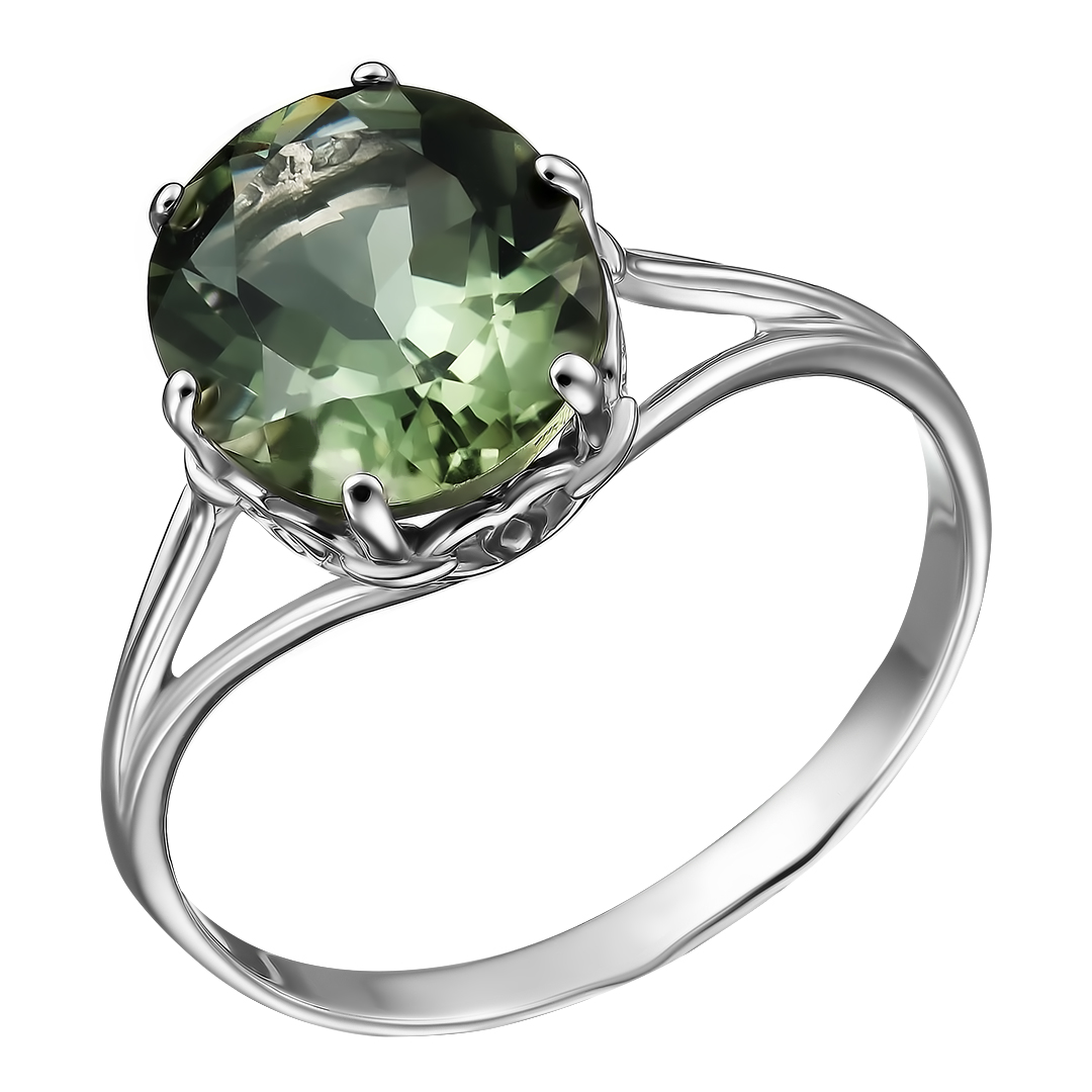 Серебряное кольцо 925 пробы; вставки 1 Празиолит;