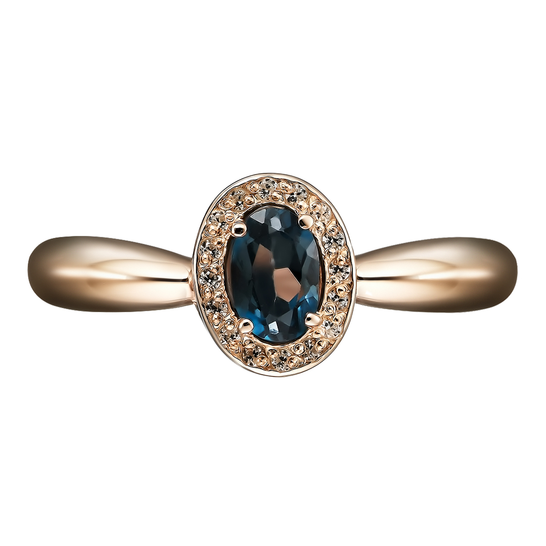 Серебряное кольцо 925 пробы; вставки 1 Топаз Лондон; 16 Фианит бесцв.;