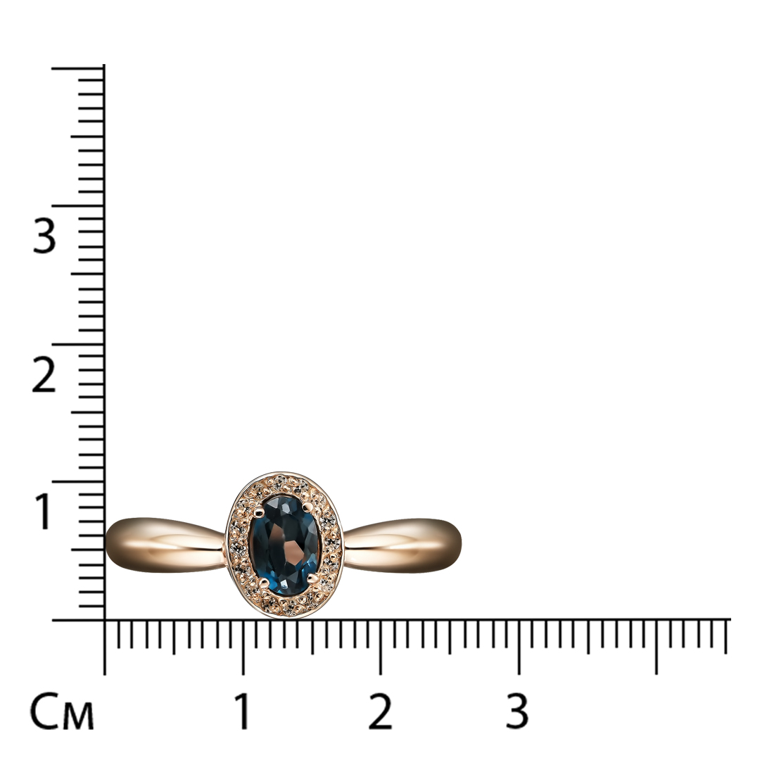 Серебряное кольцо 925 пробы; вставки 1 Топаз Лондон; 16 Фианит бесцв.;